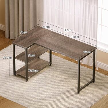 Комп'ютерний стіл Coleshome для геймінгу, кутовий, з обертовим ящиком, 120x70 см (сірий)