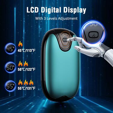 Електричні грілки для рук, набір 2 шт., перезаряджувані, портативні, 3 режими нагріву, ідеальний подарунок для спорту, гольфу, кемпінгу (блакитний)