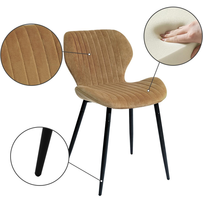 Набір з 2-х обідніх крісел CangLong, м'який крісло-релакс для кухні, їдальні та вітальні, гостьові крісла з масивними дерев'яними ніжками (колір: коричневий)