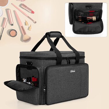 Органайзер для макіяжу BAFASO, косметичка для макіяжу, велика косметичка для косметики, косметичний кейс для жінок, органайзер для косметики в дорогу, БЕЗ АКСЕСУАРІВ (Чорний)