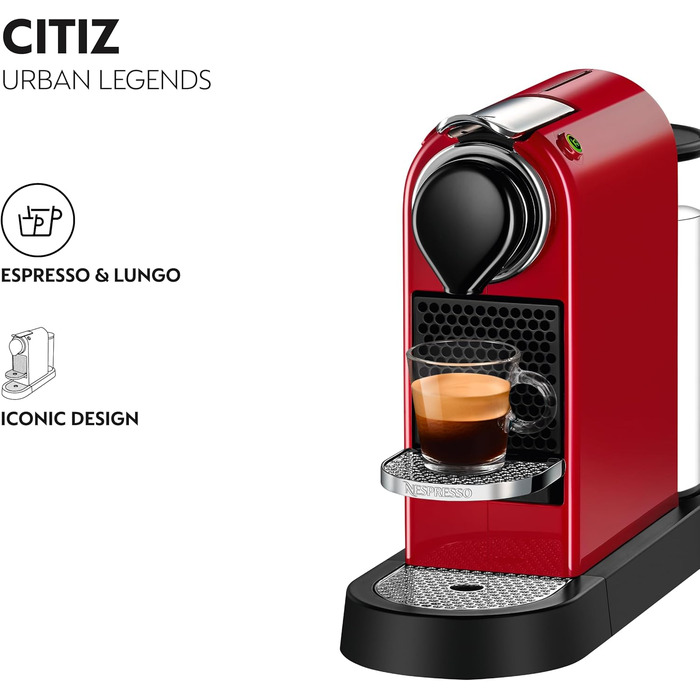 Еспресо-машина Nespresso Krups Citiz XN741B (червона), 1260 Вт, 1 л резервуар для води, автоматичне відключення