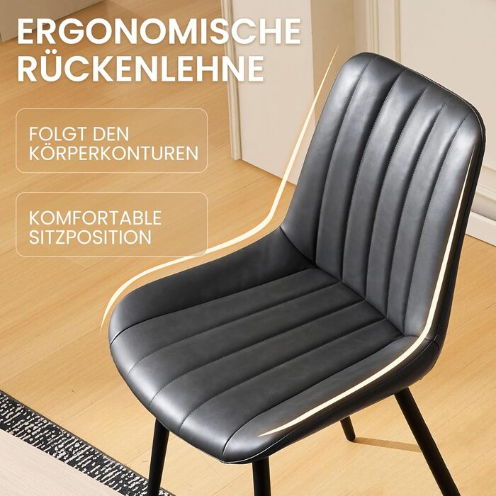 Набір обідніх стільців CLIPOP - 4 шт. з штучної шкіри, зелені, для кухні та вітальні
