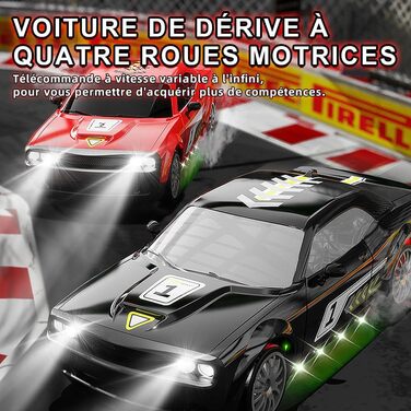 RC Дрифт-кар 1:20 для дітей, 2.4Ghz, LED, 15км/год, 4WD, червоний (2 батареї)