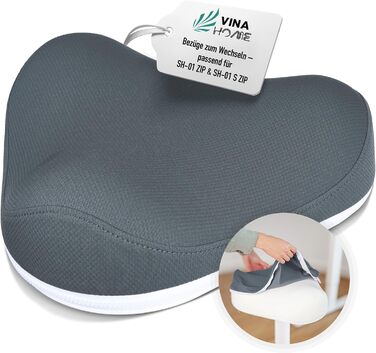 Офісний стілець SH-01 Zip з знімним чохлом | Ергономічний стілець з сертифікацією IGR | Стілець для роботи та відпочинку | З ефектом гойдання | Регульована висота (58-83 см) (ZIP - чохол, графітовий блакитний)