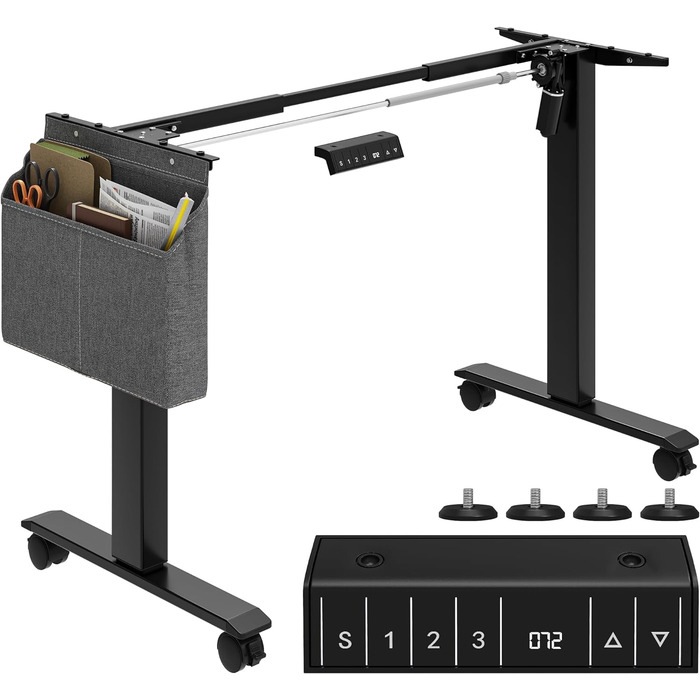 Електричний стіл з регулюванням висоти, 2 USB, розетки, 120x60x(72-120) см, зрощувальна дошка, ручне управління з пам'яттю, сидячий/стоячий стіл, коліщатка на 360