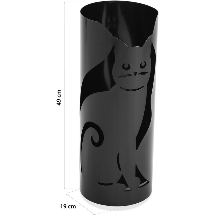 Підставка для парасольки Versa Cats для входу, кімнати або передпокою, сучасний тримач для парасольки, розміри (В х Д х Ш) 49 х 19 х 19 см, метал, колір (чорний)