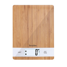 Кухонні ваги TERRAILLON Bamboo з USB-зарядкою, функція Tara, перетворення об'єму, 5 кг, бамбук
