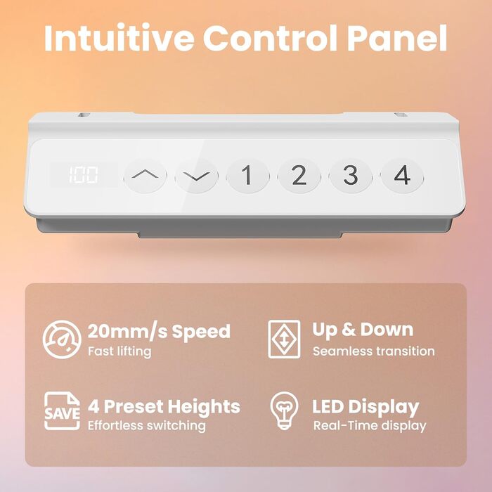 Регульований за висотою стіл HUANUO, 4 положення пам'яті, електричний, для дому та офісу, стоячий стіл, світло-коричневий, 140 x 80 см