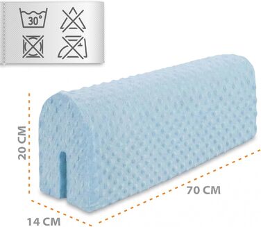 Захист для ліжечка дитячого 90 см з м'яким бортиком Minky, бортик на ліжко, захист від випадання для малюка, блакитний