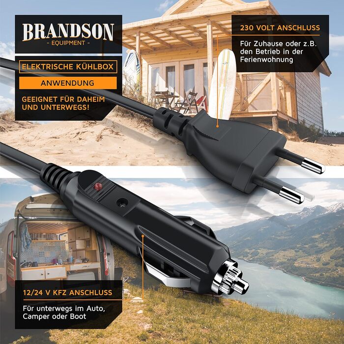 Автохолодильник Brandson ECO Kompressor XXL 30л електричний 12/24V – охолодження до -22°C для авто, кемпінгу, вантажівок, човнів (білий)