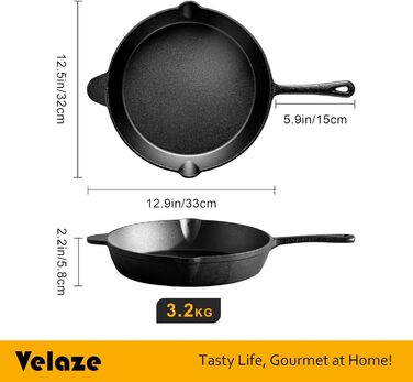 Чавунна сковорода-гриль Velaze, деко для газового гриля, приладдя для барбекю, миска для кемпінгу та сімейного відпочинку просте очищення без необхідності