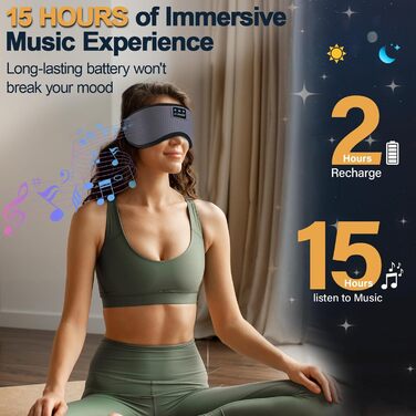 Маска для сну з навушниками Bluetooth LC-Dolida, блокує світло, для сну, подорожей, йоги, медитації, сірий колір