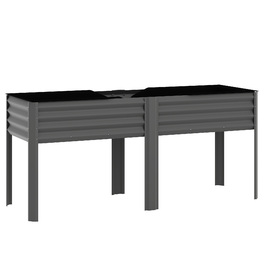 Підвищене грядка з металу, великий ящик для вирощування рослин з підсилювальними ребрами та флізеліном, 180 x 55 x 80 см, темно-сірий