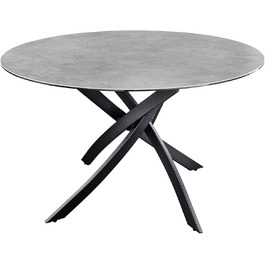 Округлий обідній стіл Riess Ambiente Alpine, 120 см, антрацитова кераміка, чорне металеве підстав'я, на 6 осіб