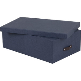 Набір з 3 коробок для зберігання для спальні, дитячої кімнати, офісу або ванної кімнати - Штабельована коробка для замовлення з кришкою - Коробки для зберігання з ДВП та паперу - Сірий (синій)