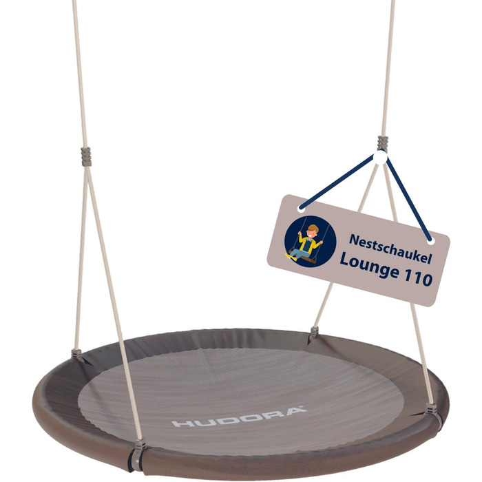 Шоукель HUDORA Nestschaukel Lounge - зручна сімейна гойдалка для дому та вулиці (110 см, Mocha)