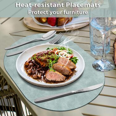 Підставки під тарілки ADRIMER, 6 шт., водонепроникні, миючіся, PU, 30.5 x 43.2 см, блакитні