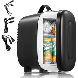 Міні холодильник FOHERE 5 літрів / 6 банок, USB живлення, 220V AC/12V DC, для напоїв та косметики, білий (чорний)