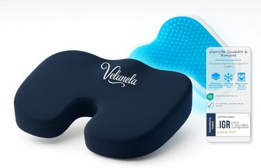 Підкова для сидіння Ergonomisches IGR-сертифікована подушка з гелевою піною Memory Foam – зручна, знімає тиск, розслаблює м'язи та захищає спину – ідеально для офісу, авто та дому (Блакитна)
