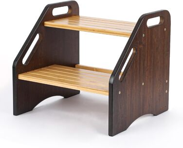 Сходинка StrongTek з бамбука для дітей та дорослих, 38 см, антиковзні сходинки, 160 кг, портативна дерев'яна сходинка з бічними ручками для ванної та кухні