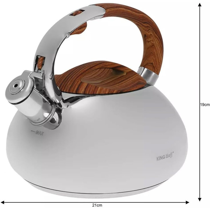 Чайник Kinghoff Klausberg 3274 7077 з нержавіючої сталі 3л Induktion (індукційний) з свистком, срібний