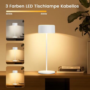 LED-лампа настільна акумуляторна з регулюванням яскравості, перезарядна, 3000-6000K+RGB, USB-C, для дому та вулиці, водонепроникна (IP54), алюмінієва