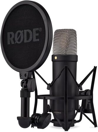 Мікрофон RØDE NT1-A: велика мембрана, кардіоїдна характеристика, комплект з аксесуарами для запису вокалу, музики, стрімінгу та подкастингу