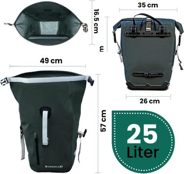 В 1, Багажна полиця для велосипедного рюкзака, Сумка-переноска з функцією рюкзака, Велосипедна сумка Combi (Green New), 2