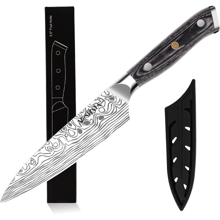 MOSFiATA ніж кухарський Сантоку, професійний ніж для кухні, універсальний ніж з нержавіючої сталі, дуже гостре лезо, з подарунковою коробкою, 7' (4 дюйми) ніж для фруктів