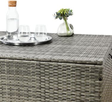 Ящик для подушок Juskys Ikaria 950 л з кришкою та автоматичним підйомним механізмом, сірий - для саду 145x82x79 см