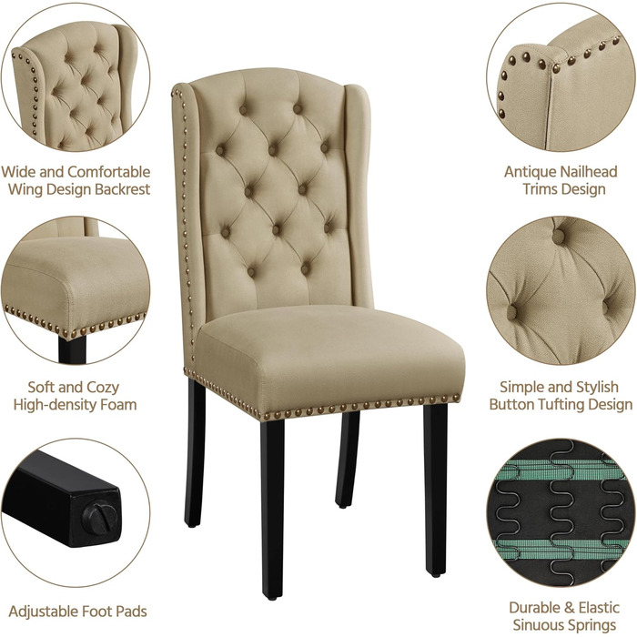 Набір кухонних стільців Yaheetech з амортизованим сидінням та спинкою, сірі (2 шт.)