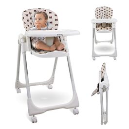 Дитячий стільчик Mobiclinic® Kids Simba, розкладний, з регулюванням висоти, безпечний, з м'яким сидінням та знімним столиком, зелений (з принтом ведмедика)