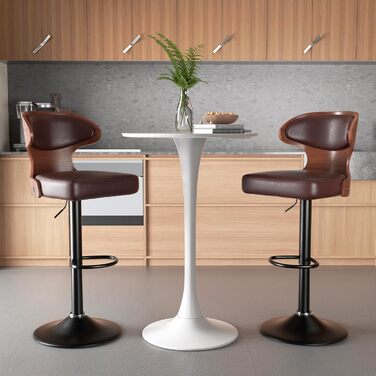 Барний стілець Hawthyhome 4 шт. у наборі, коричневий, з підніжкою та спинкою