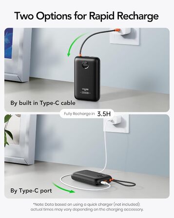 МАг, 30 Вт PD, кабель USB-C та Lightning, LED-дисплей, для iPhone, iPad, Galaxy (чорний), 20000