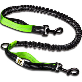 Еластичний ремінець для повідця для собак / подовжувач для повідця для собак / змінний Повідець з 2 петлями зелено-чорного кольору на еластичній гумці