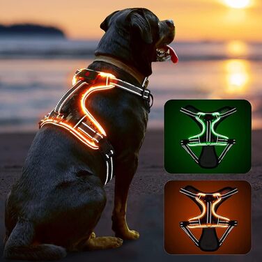 Шлейка для собак, Шлейка для собак, нагрудна шлейка зі світловідбивачами без пу, шлейка проти витягування собак (помаранчева, XL)