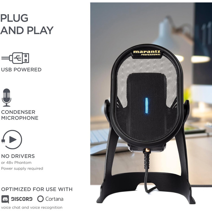 Мікрофон конденсаторний Marantz Professional MPM-1000U з великою мембраною та USB-підключенням для подкастів, студії та геймінгу