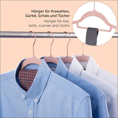 Набір вішалок для одягу Blumtal 50 шт. - обертаються на 360°, міцні, економія місця, не ковзають. Рожеві оксамитові вішалки з покриттям, 50 шт. Rosegold / Рожевий