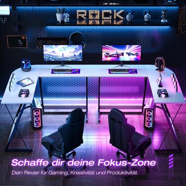 Ігровий стіл ODK, L-подібний кутовий стіл для геймінгу та офісу, 120x120 см, білий