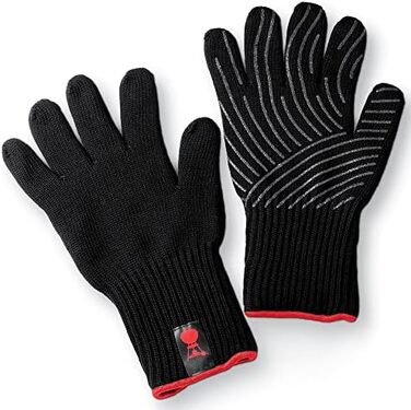 Преміум гриль-рукавички Weber L/XL, кевларові, з силіконовими вставками, чорні, захист від високих температур