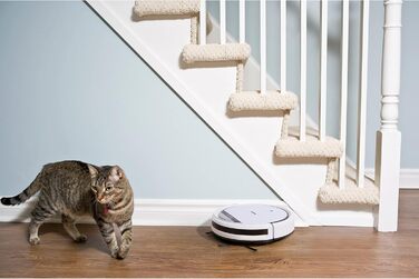 Робот-пилосос MEDION MD 18500 з базою для зарядки, білий (90 хв роботи, для твердих підлог, плитки, ламінату, оптимізований для шерсті тварин, прямий всмоктування, автоматичне повернення на базу)