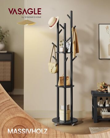 Дзеркало-вішалка VASAGLE для прихожей, спальні, вітальні, чорний RCR023B01