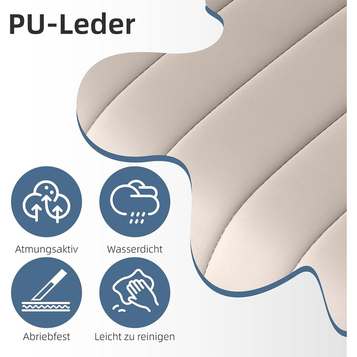 Набір з 2 барних стільців Youhauchair, обертаються, регульована висота, PU-шкіра, бежевий