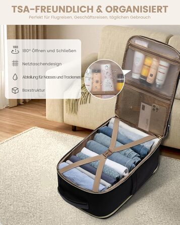 LOVEVOOK Рюкзак ручної поклажі, 40L, 17.3 дюйми, для подорожей та бізнесу, водонепроникний, 45x30x20 см, кольори: зелений, бежевий, чорний