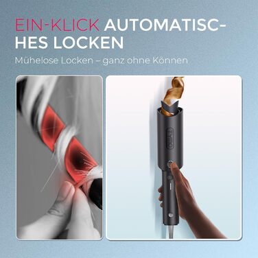 Автоматичний локон-стайлер TYMO CURLPRO: 25 мм, захист від перегріву, 3 температурні режими (160-210°C), для великих та маленьких локонів, металевий сірий