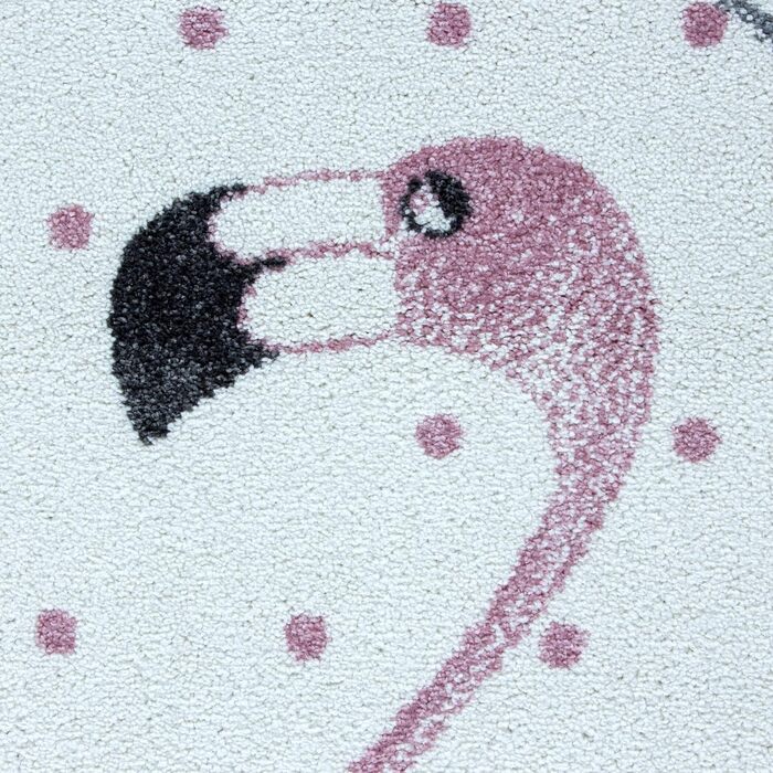 Дитячий килимок з коротким ворсом Flamingo Star Design Дитяча кімната Ігрова кімната 11 мм Висота ворсу М'яка прямокутна кругла доріжка Розмір 120x170 см (160 см Кругла, Рожева)