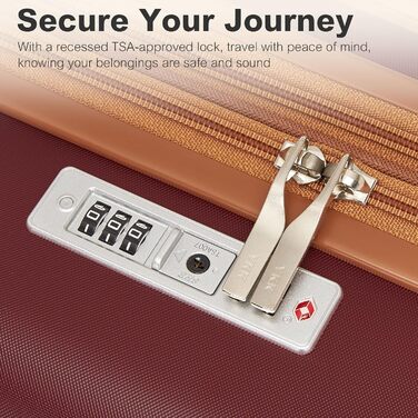 Чемодан-валіза KONO Mittelgroß (L) з ABS+PC, 4 колеса, TSA-замок (червоний/коричневий)