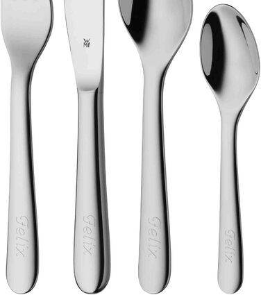 Набір дитячого столового прибору WMF Kinderbesteck Set, нержавіюча сталь, 4 шт., для дітей від 3 років, Cromargan, придатний для миття в посудомийній машині, без гравіювання
