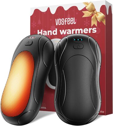 Електричні грілки для рук 2 шт. з магнітним кріпленням, 6000mAh, 3 режими нагріву, USB-зарядка, для кемпінгу, подорожей, офісу, чорний, 11.2*2.35*14 см