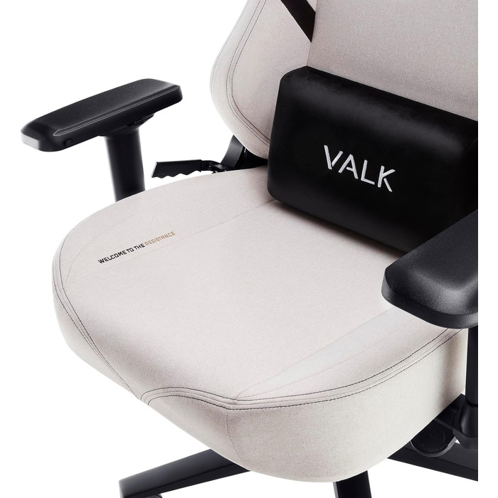 Крісло геймерське VALK Freya з підлокітниками 4D, регулюванням спинки 160°, м'яким сидінням з Memory Foam та міцною алюмінієвою основою (білий перламутр, тканина)
